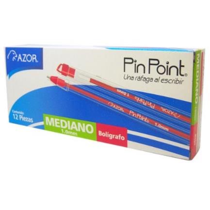 AZOR - Bolígrafo Azor Pin Point Mediano 1.0mm Rojo Caja C/12