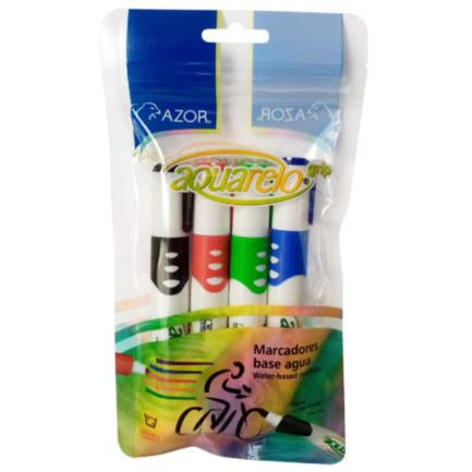 AZOR - Marcador Aquarelo Grip Colores Surtidos Estuche C/4 Pzas