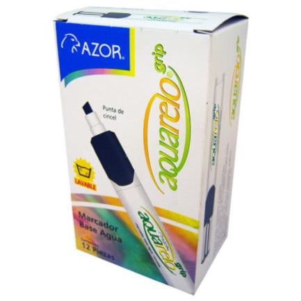 AZOR - Marcador Aquarelo Grip Color Negro C/12 Pzas