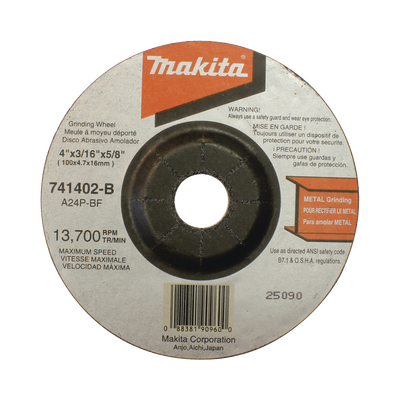 MAKITA - Disco abrasivo de desbaste para metal de 4 1/2 eje 7/8" espesor 6mm