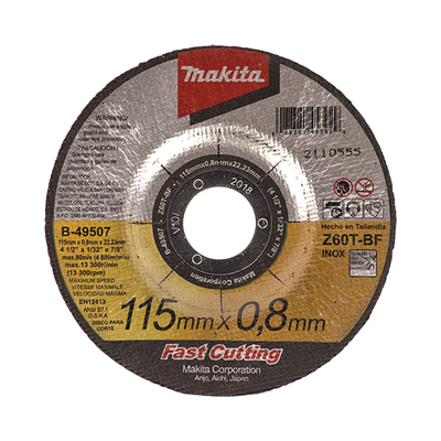 MAKITA - Disco 4 1/2"/ Inox y Acero  / Corte Rápido