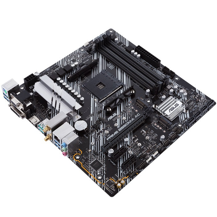 ASUS - Tarjeta Madre Asus Prime B550M-A AC 4xDDR4 128GB 4800Mhz PCIe 4.0 M.2 1xD-Sub 1xHDMI 1xDVI-D S AM4 mATX Wi-Fi BT