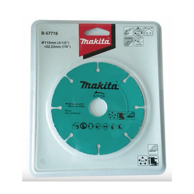 MAKITA - Disco de carburo de tugsteno 4 1/2" multi-material para esmeriladora, Ideal para Yeso y Epóxicos.