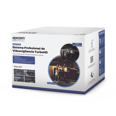 EPCOM PROFESSIONAL - Kit TurboHD 1080p / DVR 4 Canales / 4 Cámaras Bala ColorVu con Microfono Integrado / Fuente de Poder / Accesorios de Instalación