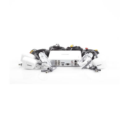 EPCOM PROFESSIONAL - (MICRÓFONO Integrado) Kit TurboHD 1080p Lite / DVR 4 canales / Audio por Coaxitron / 4 Cámaras Bala de Metal con Micrófono Integrado