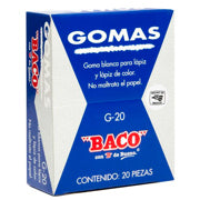 BACO - BORRADOR BACO BLANCO P/LAPIZ GRANDE C/20