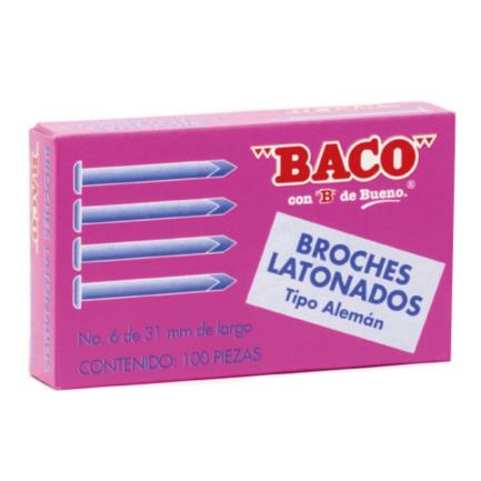 BACO - Broche Latonado Baco Tipo Alemán No.6 a 31 mm C/100 Broches