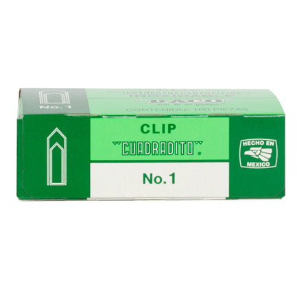 BACO - Clip Baco Cuadradito #1 Niquelado Paquete c/10 Cajas c/100 Clips c/u
