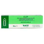 BACO - Clip Baco Cuadradito #1 Niquelado Paquete c/10 Cajas c/100 Clips c/u