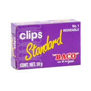 BACO - Clip Baco Estándar #1 Galvanizado Paquete c/10 Cajas c/100 Clips c/u