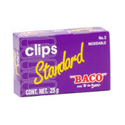 BACO - Clip Baco Estándar #2 galvanizado paquete c/10 Cajas c/100 Clips c/u