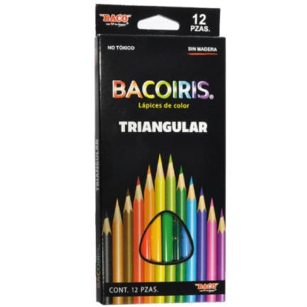 BACO - LAPICES DE COLORES BACOIRIS TRIANGULAR PLEG. C/12 LARGO