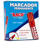BACO - MARCADOR BACO PERMANENTE TUBO ALUMINIO ROJO PQTE/12