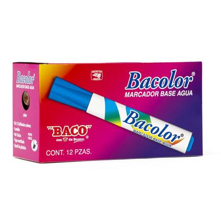 BACO - Marcador Bacolor Plegadiza Color Café C/12 Pzas