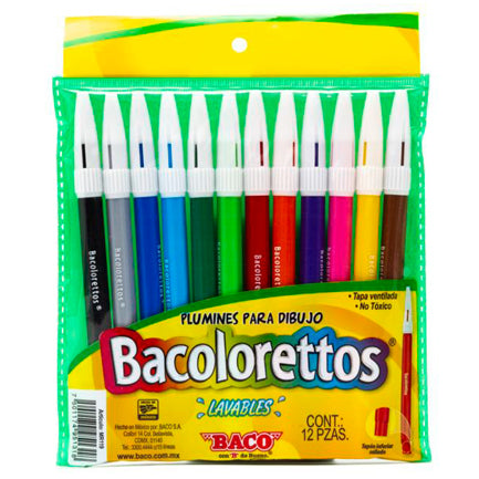 BACO - MARCADOR BACOLORETO PLUMIN C/12