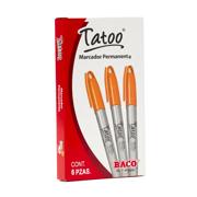 BACO - MARCADOR PERM TATOO P/FINO NARANJA CAJA C/6