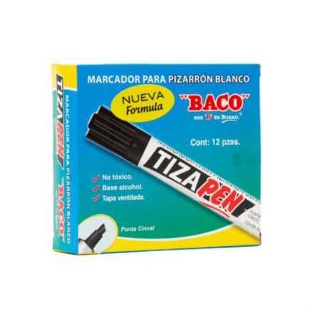 BACO - Marcador Baco Tizapen Barril Metálico Color Negro C/12 Pzas