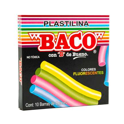 BACO - PLASTILINA FLUORECENTE BACO CAJA C/10 BARRITAS