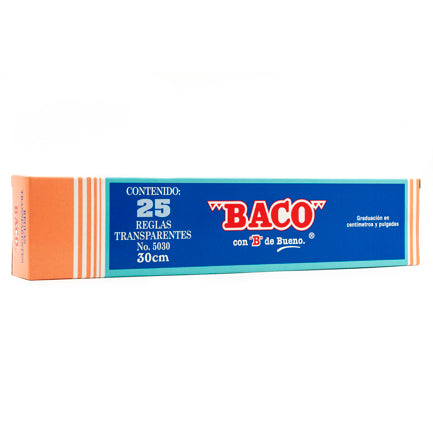 BACO - REGLA BACO TRANSPARENTE 5030 30CMS C/25