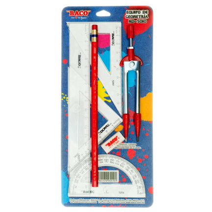 BACO - Equipo Geometría BACO ND-5010 Chico C-106 con Regla de 20 cm