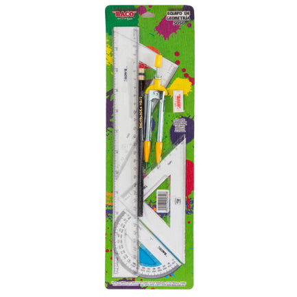BACO - Equipo Geometría BACO ND-5050 Mediano C-106 con Regla de 30 cm