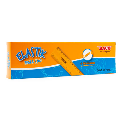 BACO - REGLA IRROMPIBLE BACO 30 CMS COLORES CAJA C/25