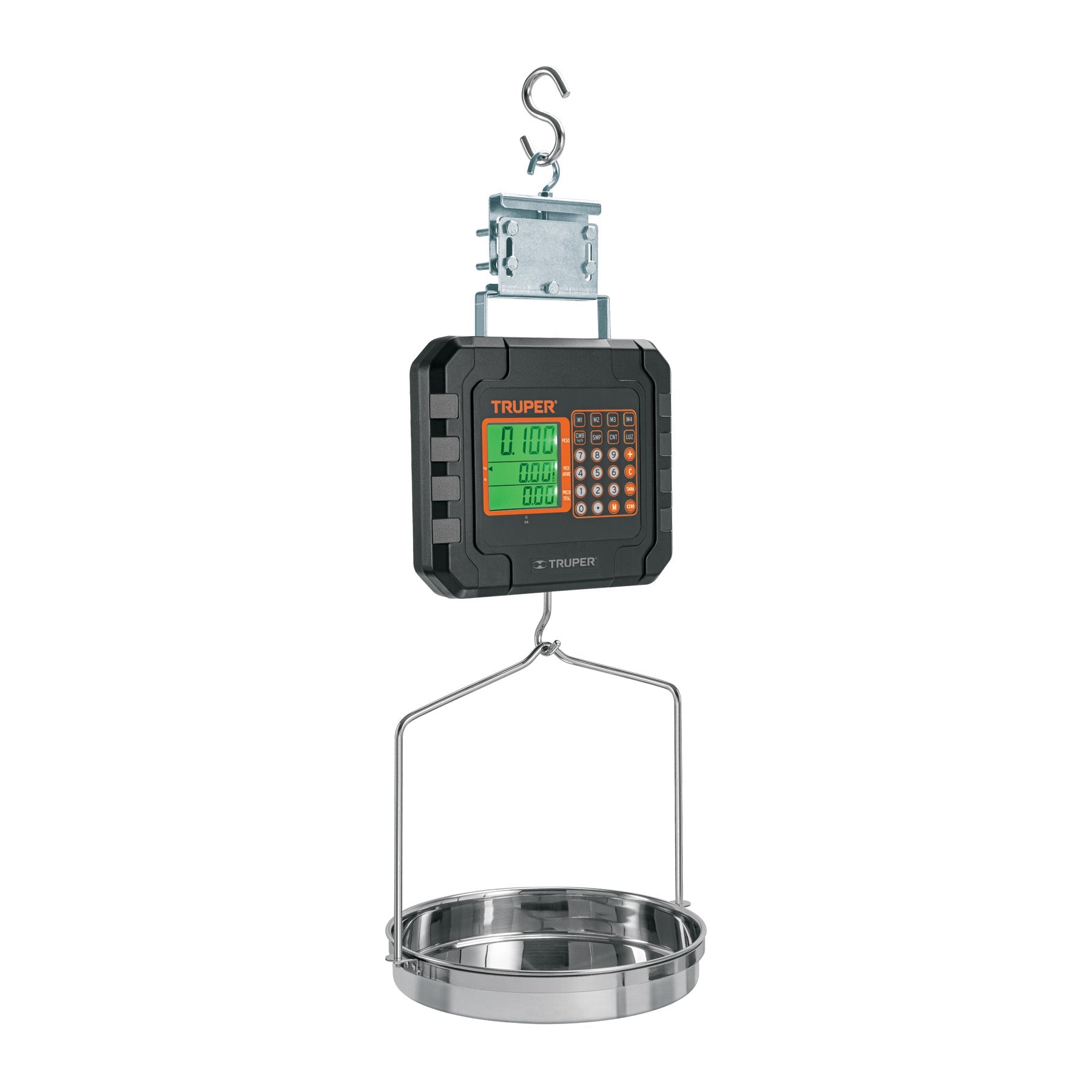 Bascula electronica colgante, recargable, c/charola, 40 kg