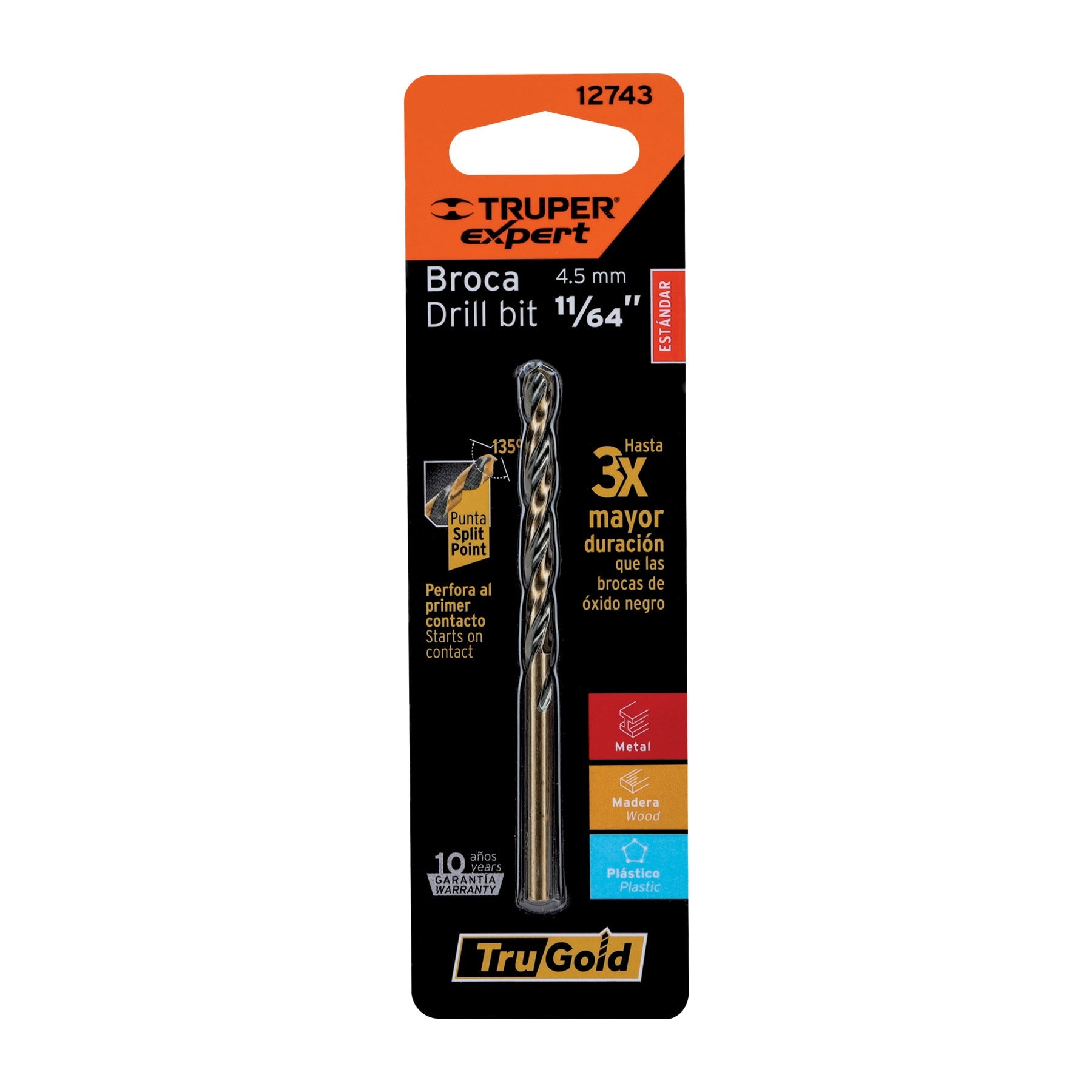 Broca HSS 11/64' Trugold para metal en blister, Expert