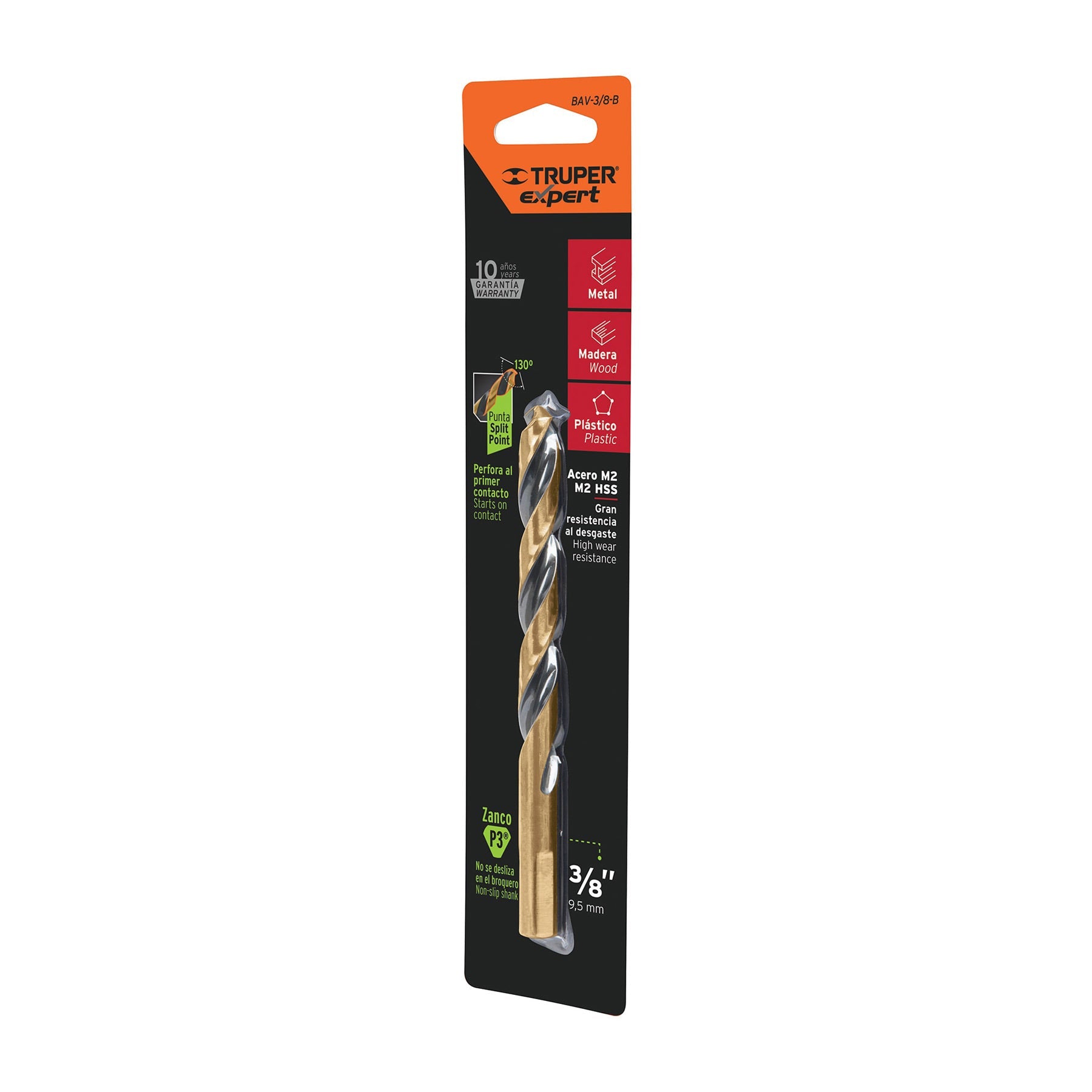 Broca HSS 3/8' Trugold para metal en blister, Expert