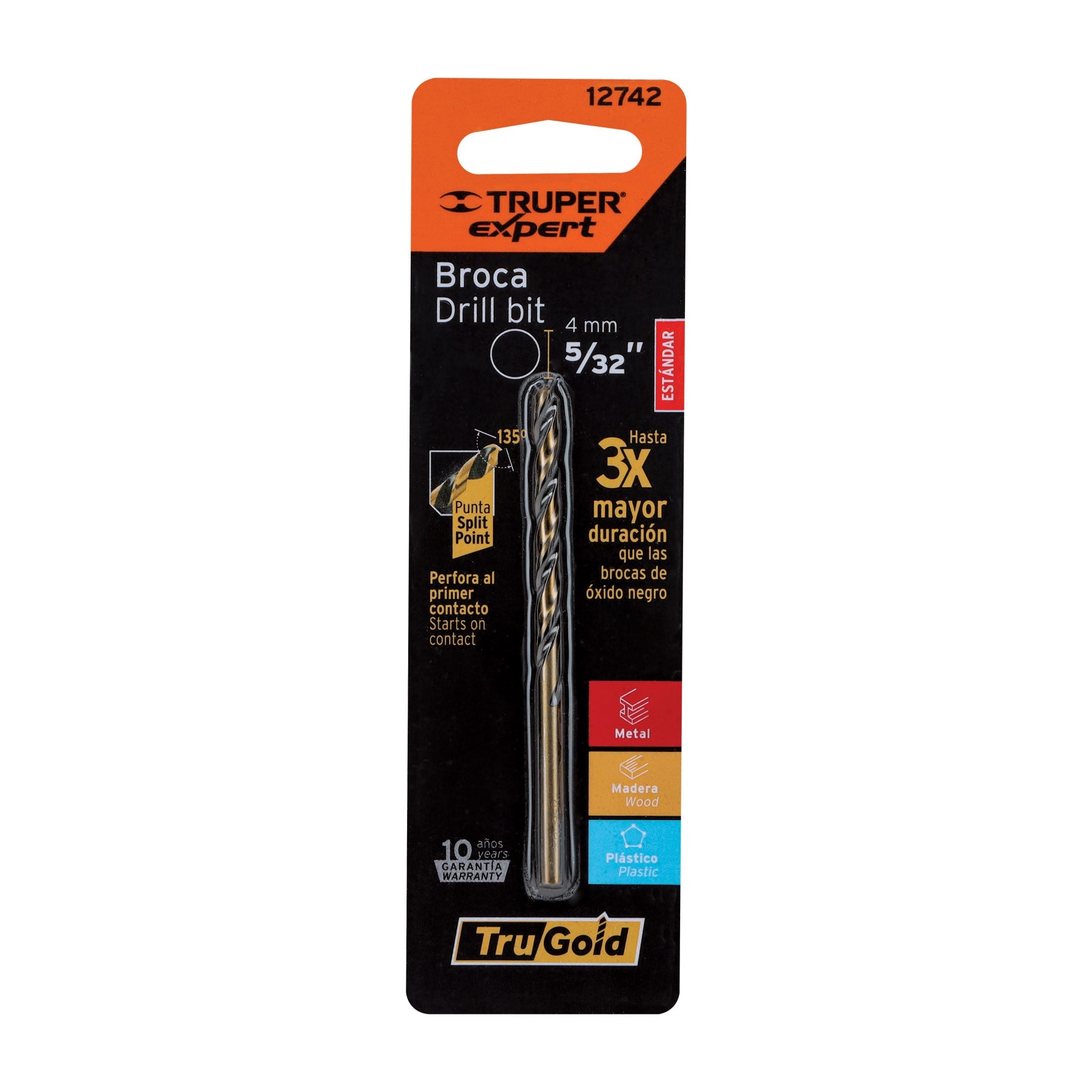 Broca HSS 5/32' Trugold para metal en blister, Expert