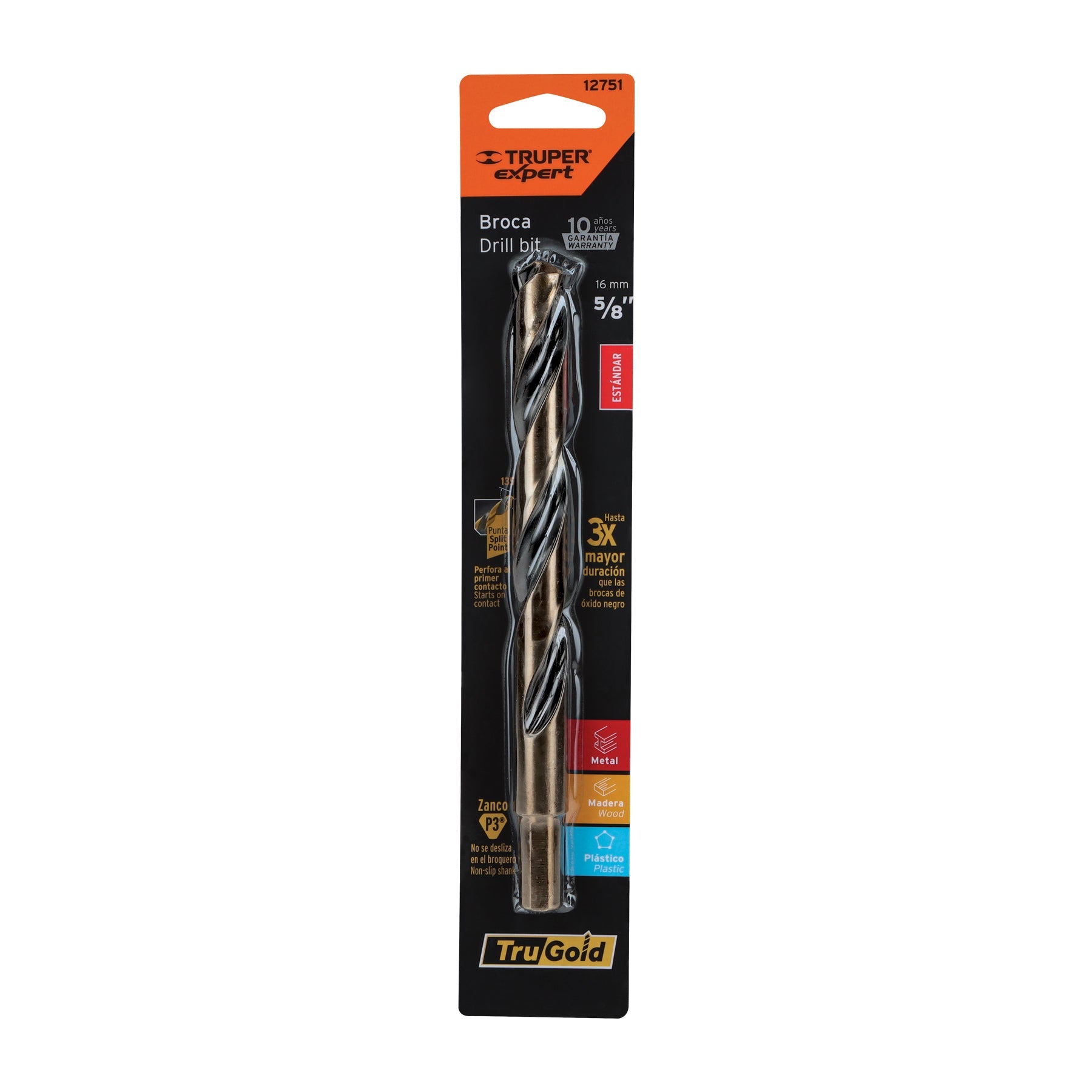 Broca HSS 5/8' Trugold para metal en blister, Expert