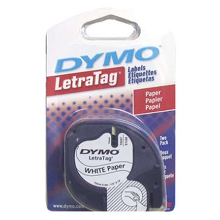 BEROL - Cinta Etiquetadora Dymo Letratag Negro Sobre Blanco Papel C/2