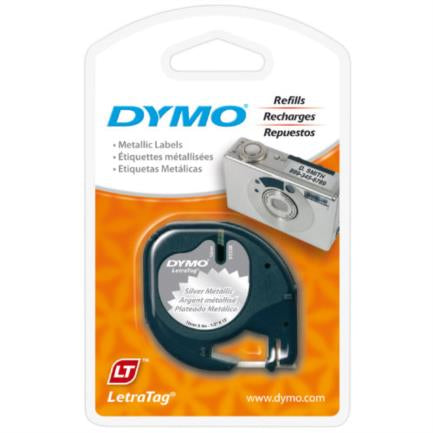 BEROL - Cinta Etiquetadora Dymo Negro Sobre Gris Metalico 1/2"