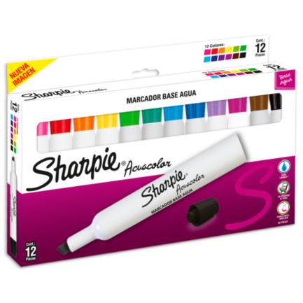 BEROL - Marcador Acuacolor Sharpie Base Agua Estuche C/12 Pzas