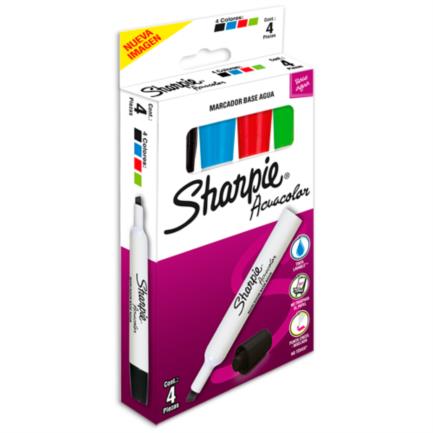BEROL - Marcador Acuacolor Sharpie Base Agua Estuche C/4 Pzas