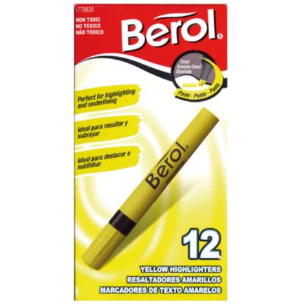 BEROL - RESALTADOR BEROL AMARILLO C/12