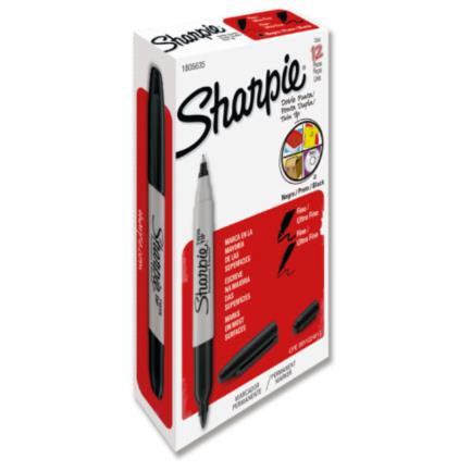 BEROL - MARCADOR SHARPIE TWIN TIP PERMANENTE NEGRO C/12 PZ