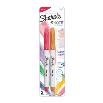 BEROL - Marcador Sharpie SNote Resaltador Blister Colores Surtidos C/2 Pzas