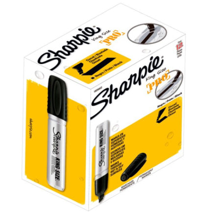 BEROL - Marcador Permanente Sharpie King Size Negro Punta Cincel C/12 Pzas