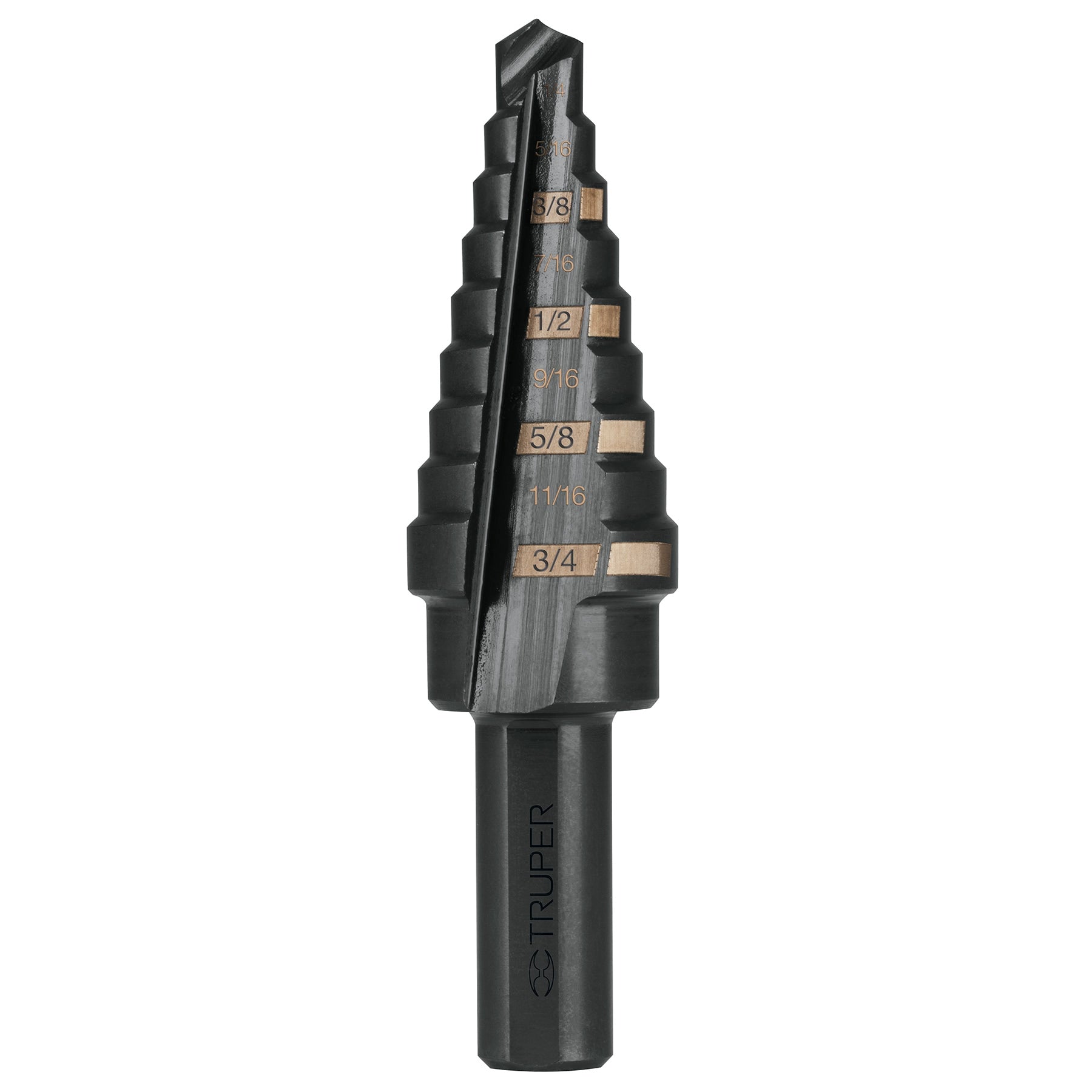 Broca escalonada oxido negro 9 escalones 1/4' a 3/4', Truper