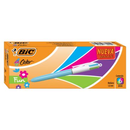 BIC - Bolígrafo BIC 4 Color Fun Punto Mediano 1.0mm C/6 Pzas
