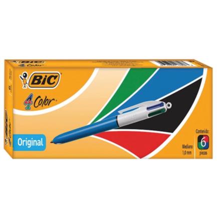 BIC - Bolígrafo BIC 4 Colores Punto Mediano 1.0mm C/6 Pzas