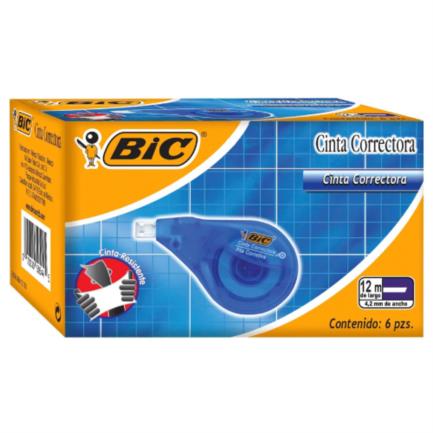 BIC - Cinta Correctora BIC 12mx4.2mm Caja C/6 Pzas