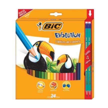 BIC - Colores BIC Evolution Mina 3mm Estuche C/24 Pzas