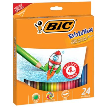 BIC - Colores BIC Evolution Largos Mina Gruesa 4mm C/24 Pzas