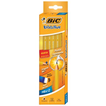 BIC - Lápiz BIC Evolution HB2 Hexagonal Amarillo C/12 Pzas
