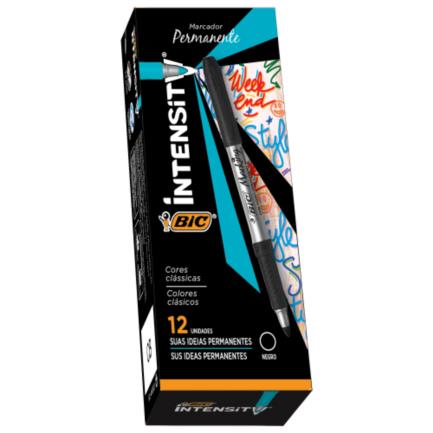 BIC - Marcador Permanente BIC Intensity Punta Fina 1.1mm Color Negro C/12 Pzas