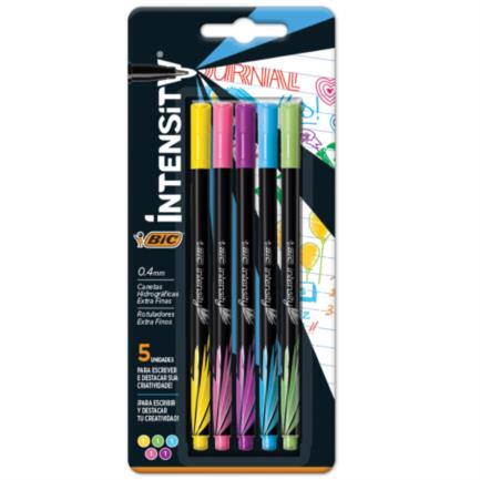 BIC - Rotulador BIC Intensity Extra Fino Colores Surtidos C/5 Pzas