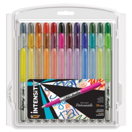 BIC - Marcador Permanente BIC Intensity Punta Fina Colores Surtidos C/36 Pzas
