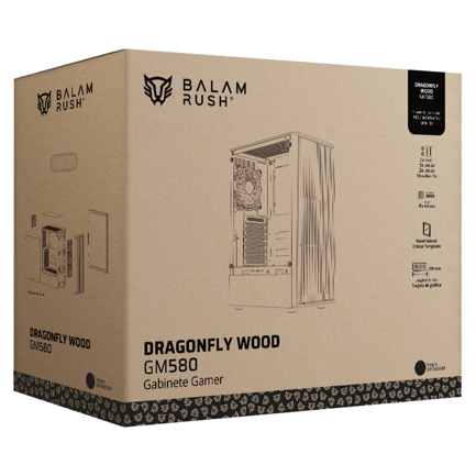 BALAM RUSH - Gabinete Gamer Balam Rush Compact Media Torre Dragonfly Wood GM580 / Negro